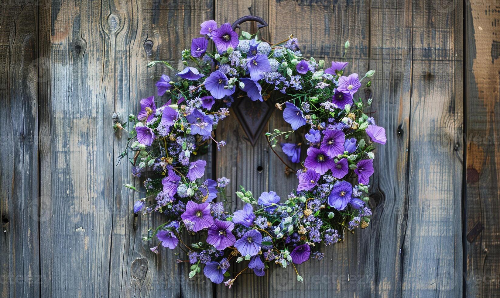 campanule couronne sur une en bois porte photo