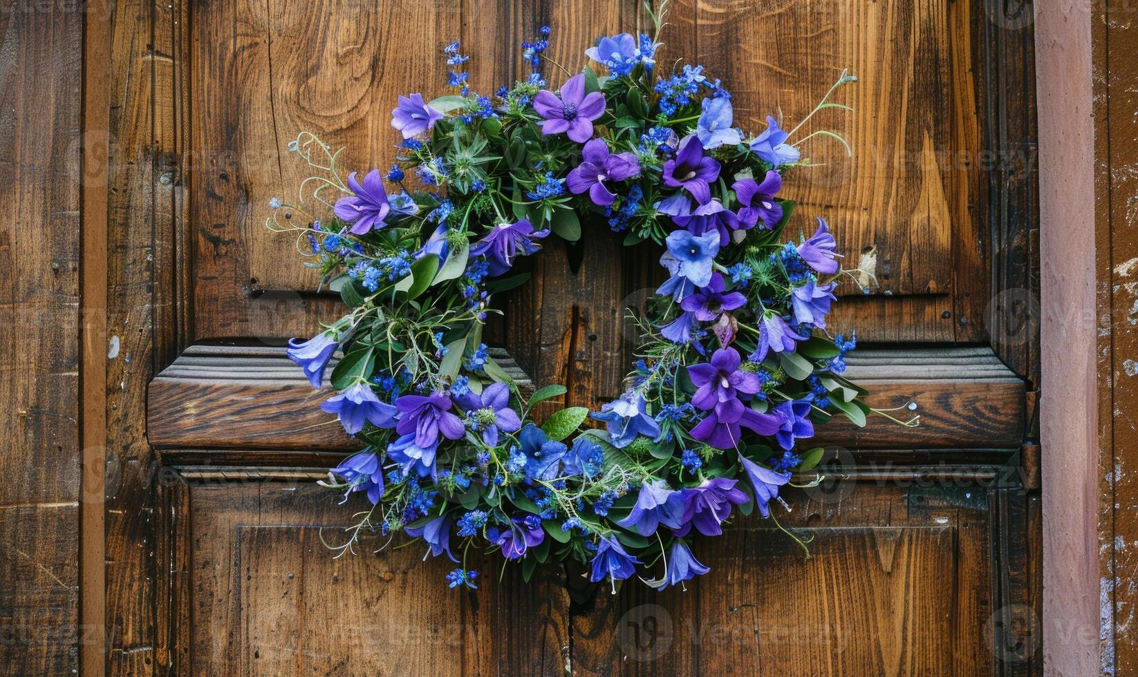 campanule couronne sur une en bois porte photo