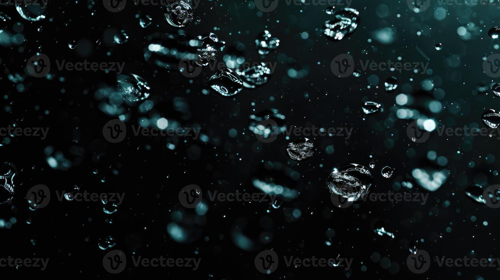 gouttes d'eau bulles sur une foncé Contexte photo