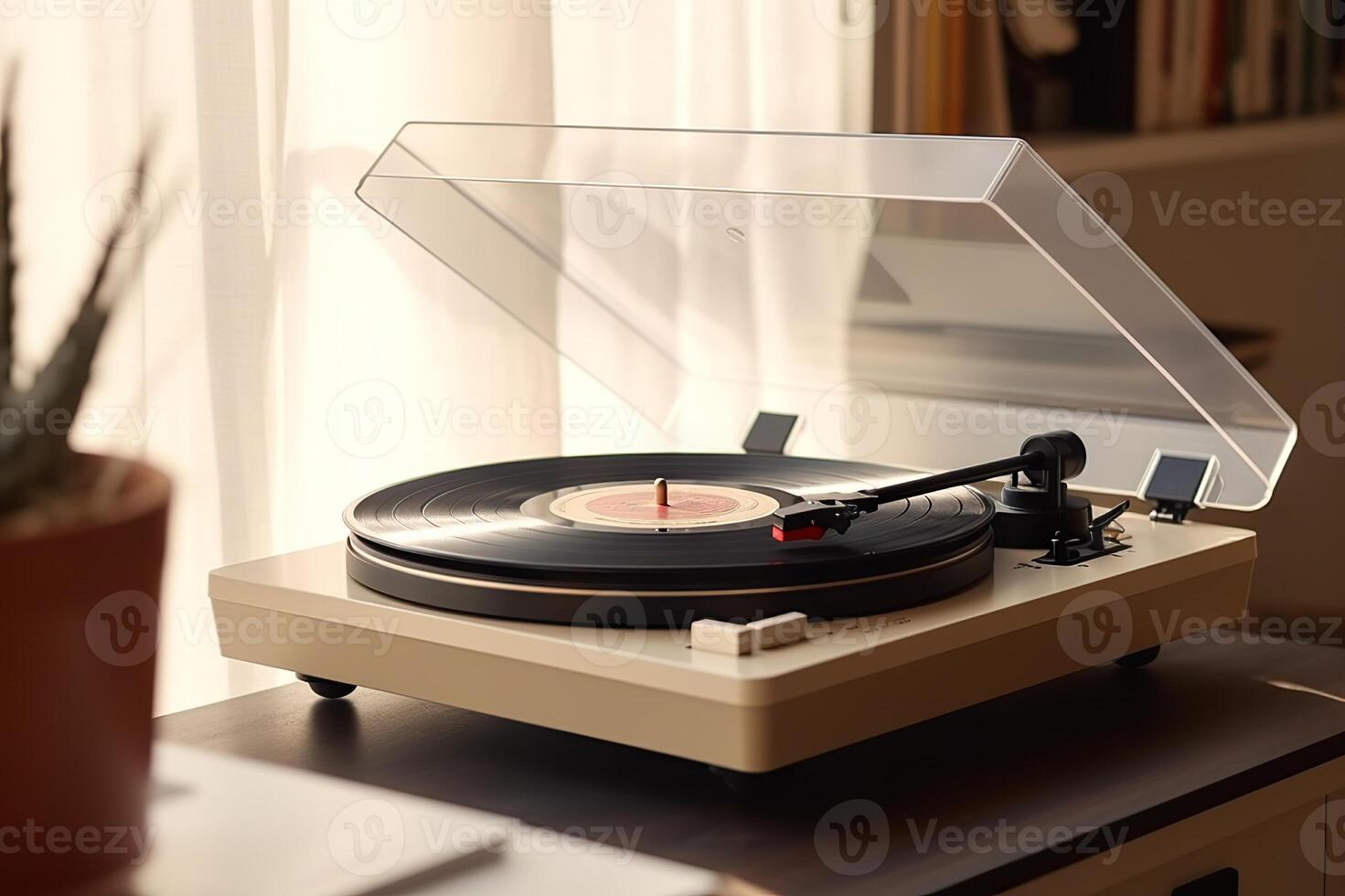 ai généré mélodique des moments immergé dans musique, profiter vinyle airs dans une minimaliste paramètre. établi avec génératif ai photo