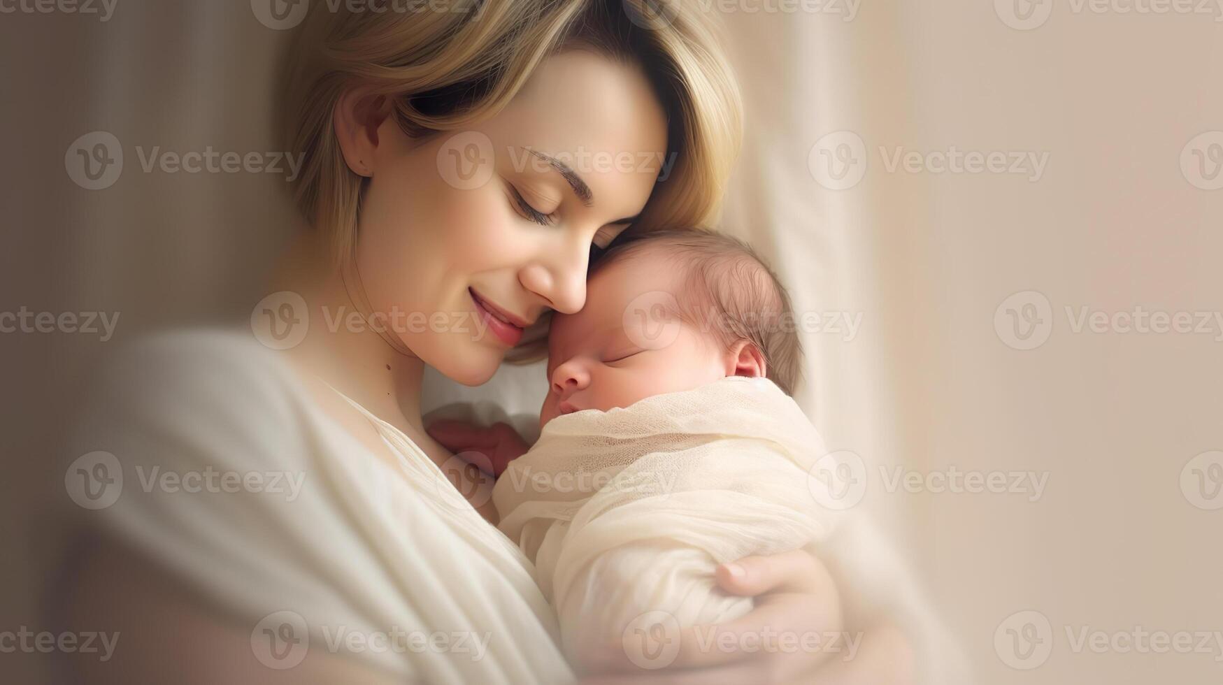 ai généré bienheureux maternité capturer le bonheur de une maman et bébé ensemble. établi avec génératif ai photo