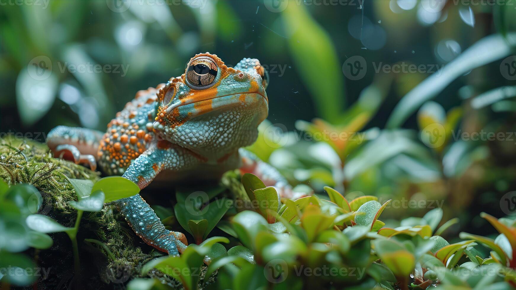 ai généré grenouille dans le forêt tropicale. animal dans le forêt tropicale. photo