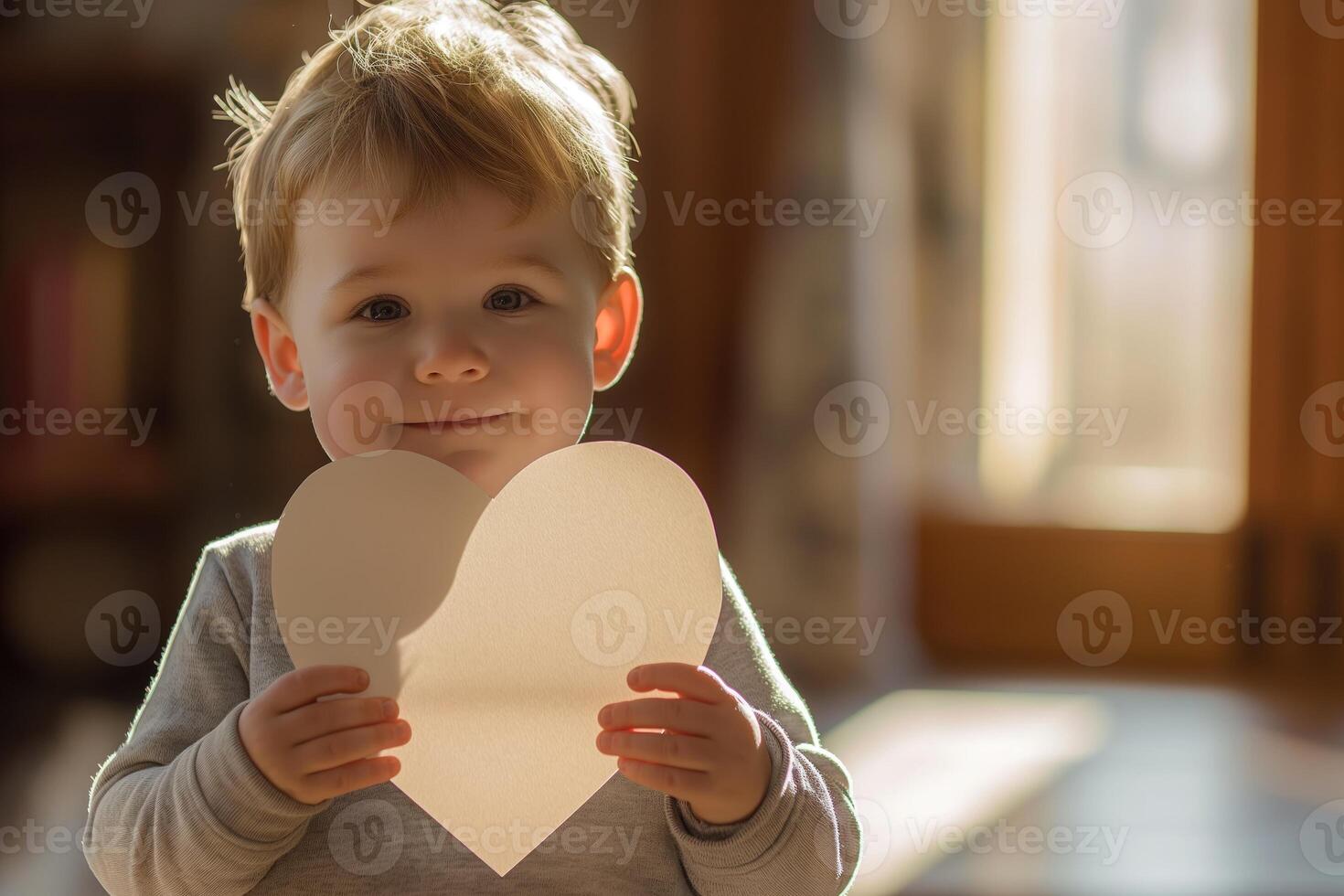 ai généré les enfants faire en forme de coeur papier cadeaux à Express leur l'amour à leur les mères sur de la mère journée. photo