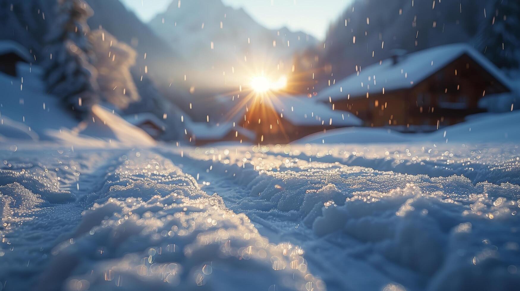 ai généré proche en haut de neige sur sol photo