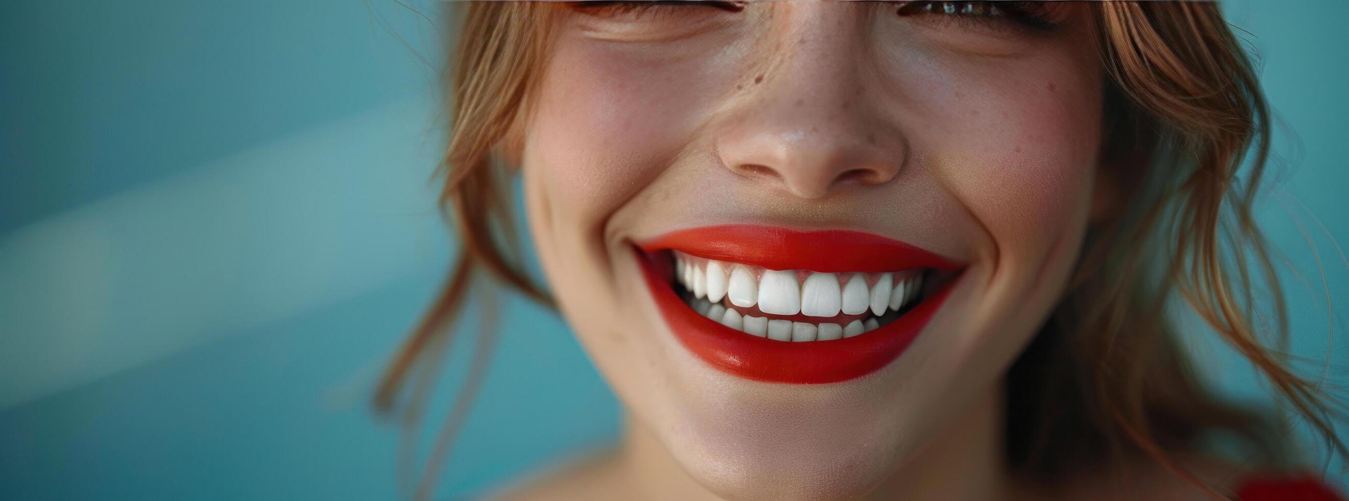 ai généré proche en haut image de une femme souriant photo