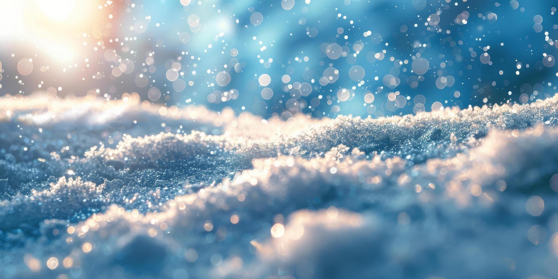 ai généré proche en haut de neige couvrant le sol photo