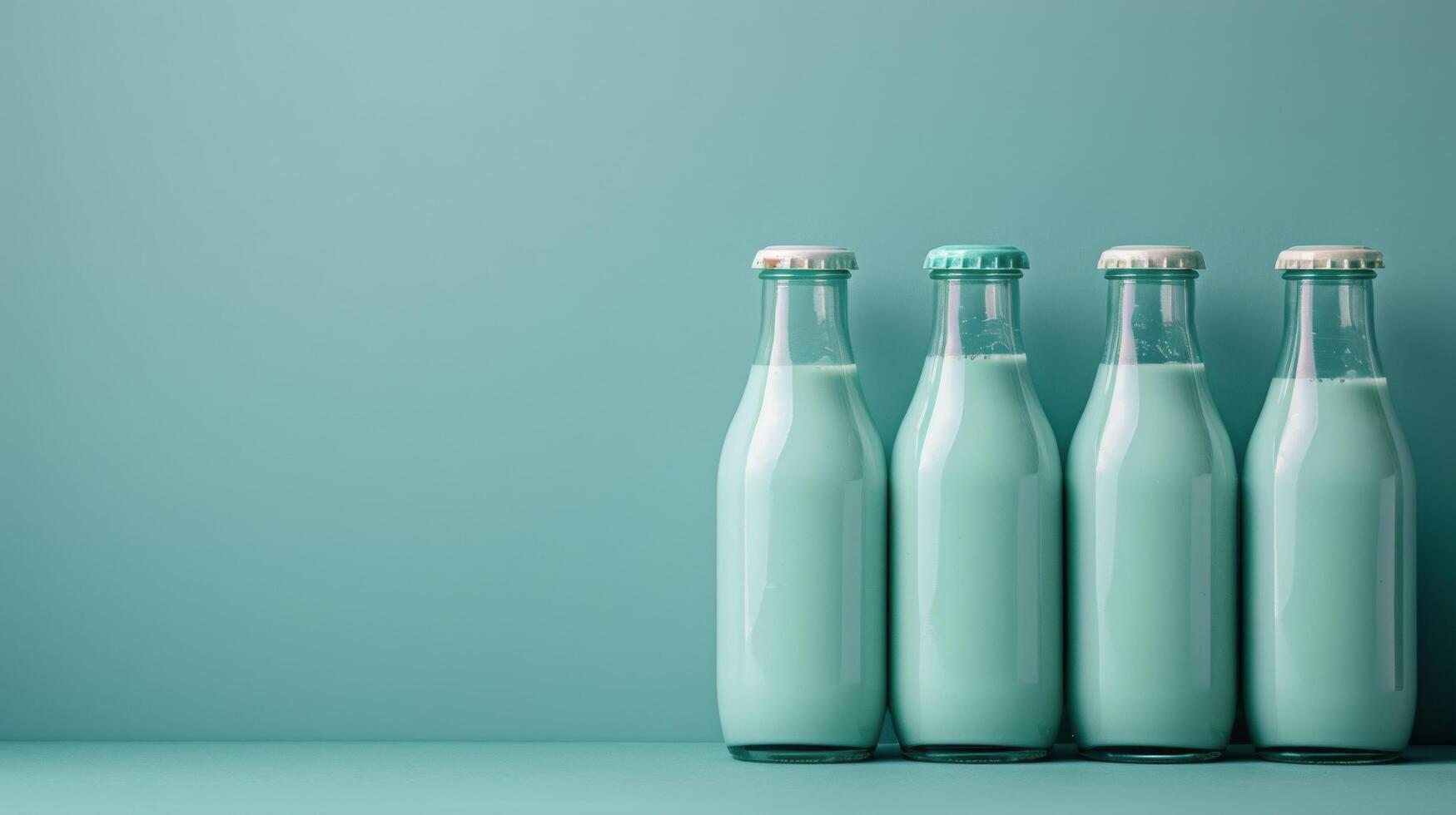 Trois bouteilles de Lait arrangé côté par côté photo