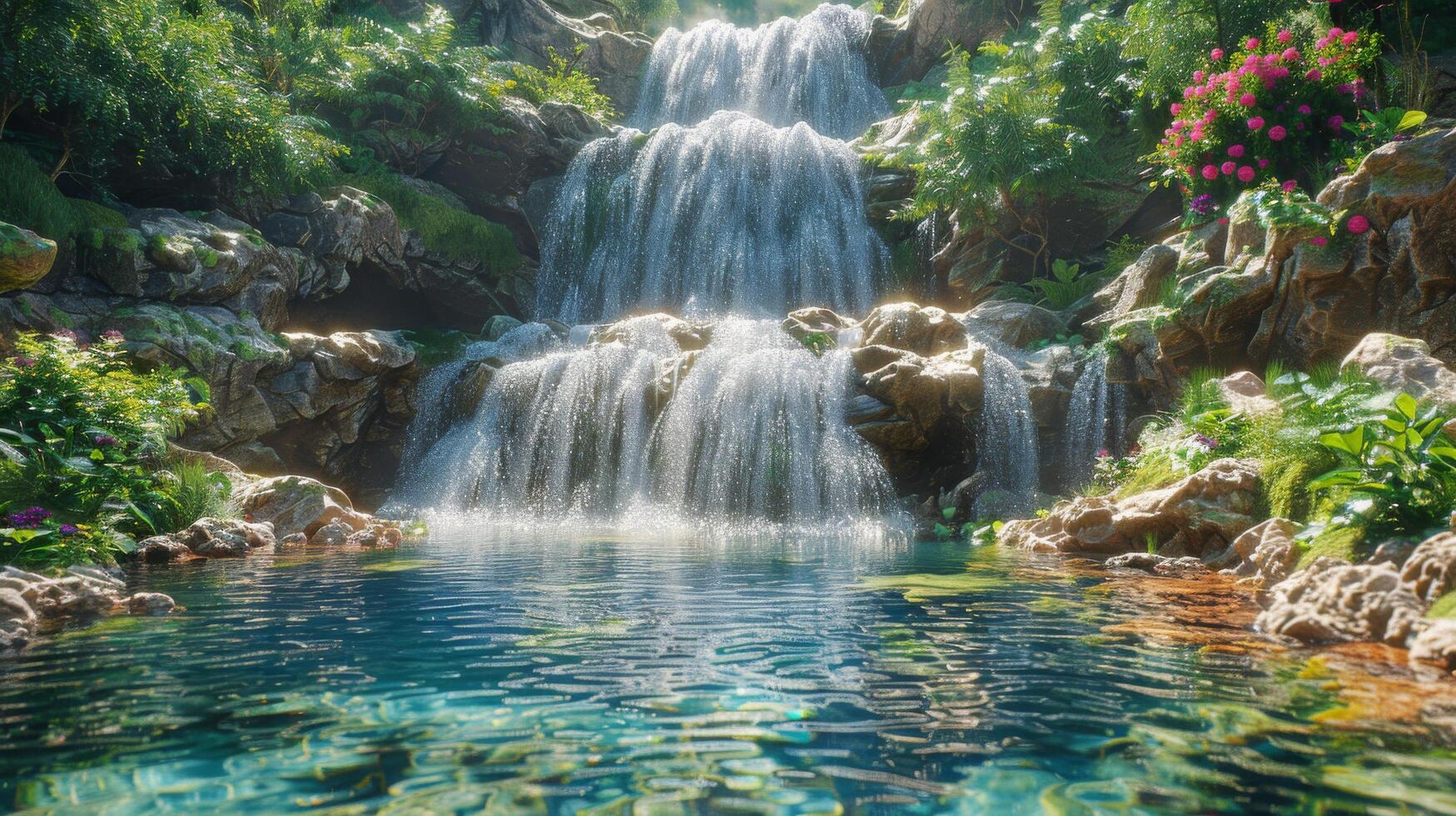 ai généré cascade dans une bassin photo