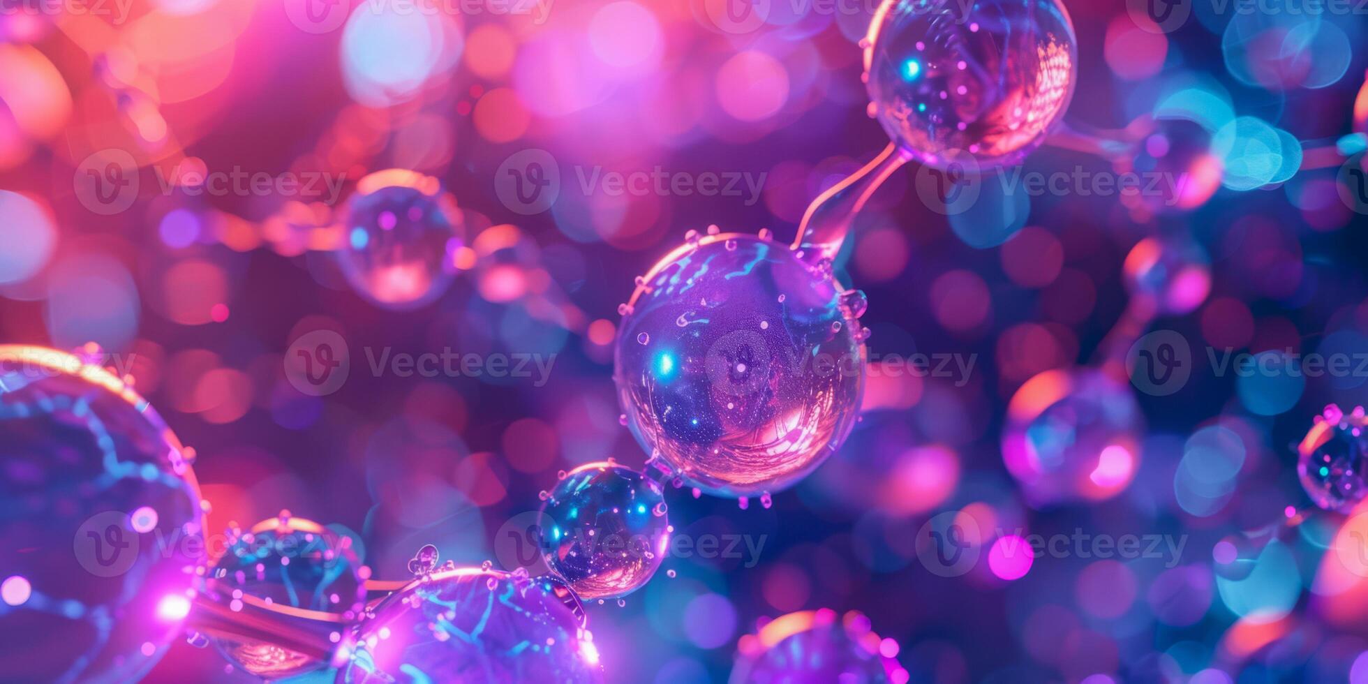 néon microscopique bulles dans une fascinant bokeh effet photo