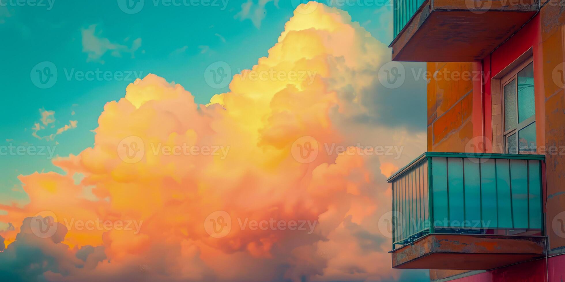 le coucher du soleil des nuages embrassement Urbain vivant avec une vif horizon photo