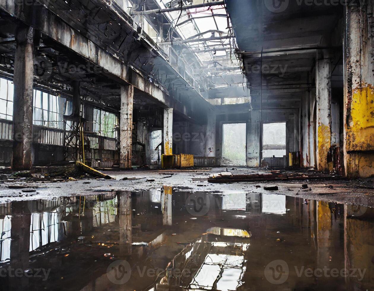 ai généré abandonné usine industriel ruines photo