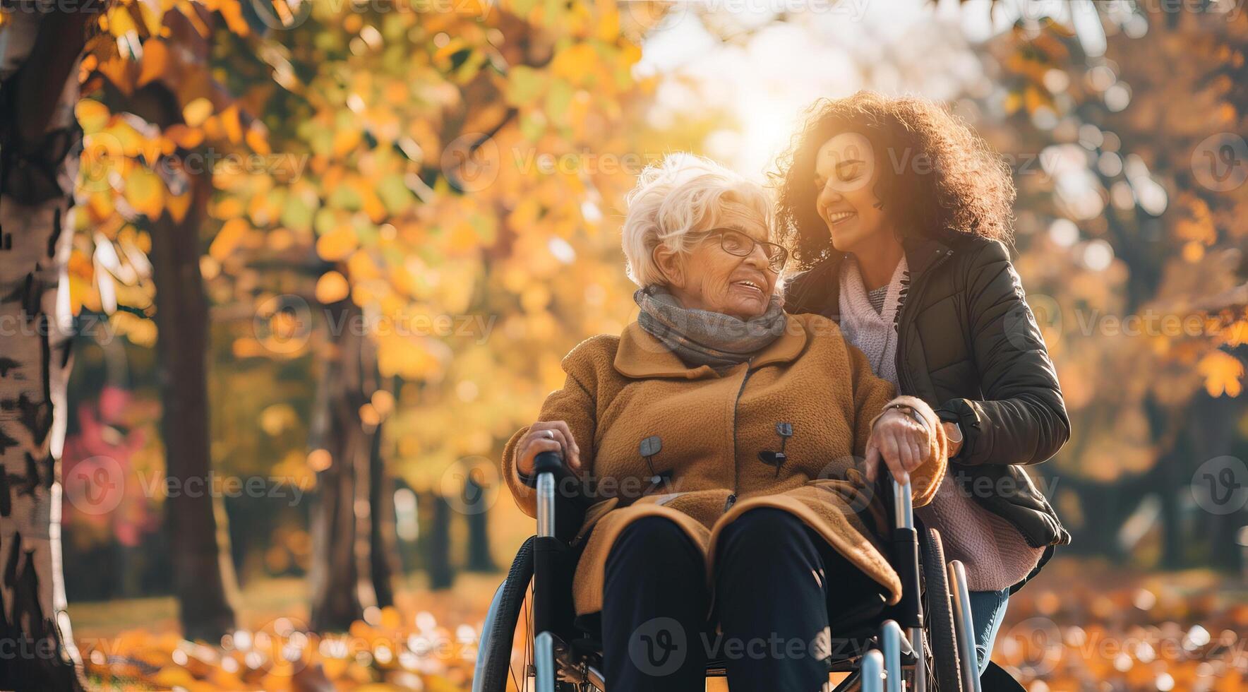 désactivée les personnes sur une fauteuil roulant en plein air dans le parc profiter le la nature photo