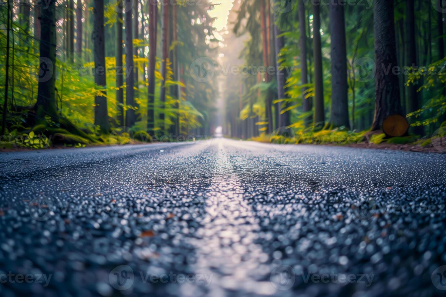 vide forêt route, sol niveau voir. magnifique nature, copie espace. photo