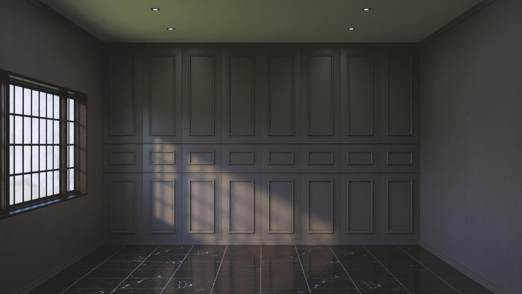 illuminé vide pièce intérieur conception. 3d le rendu pour moquer en haut. photo