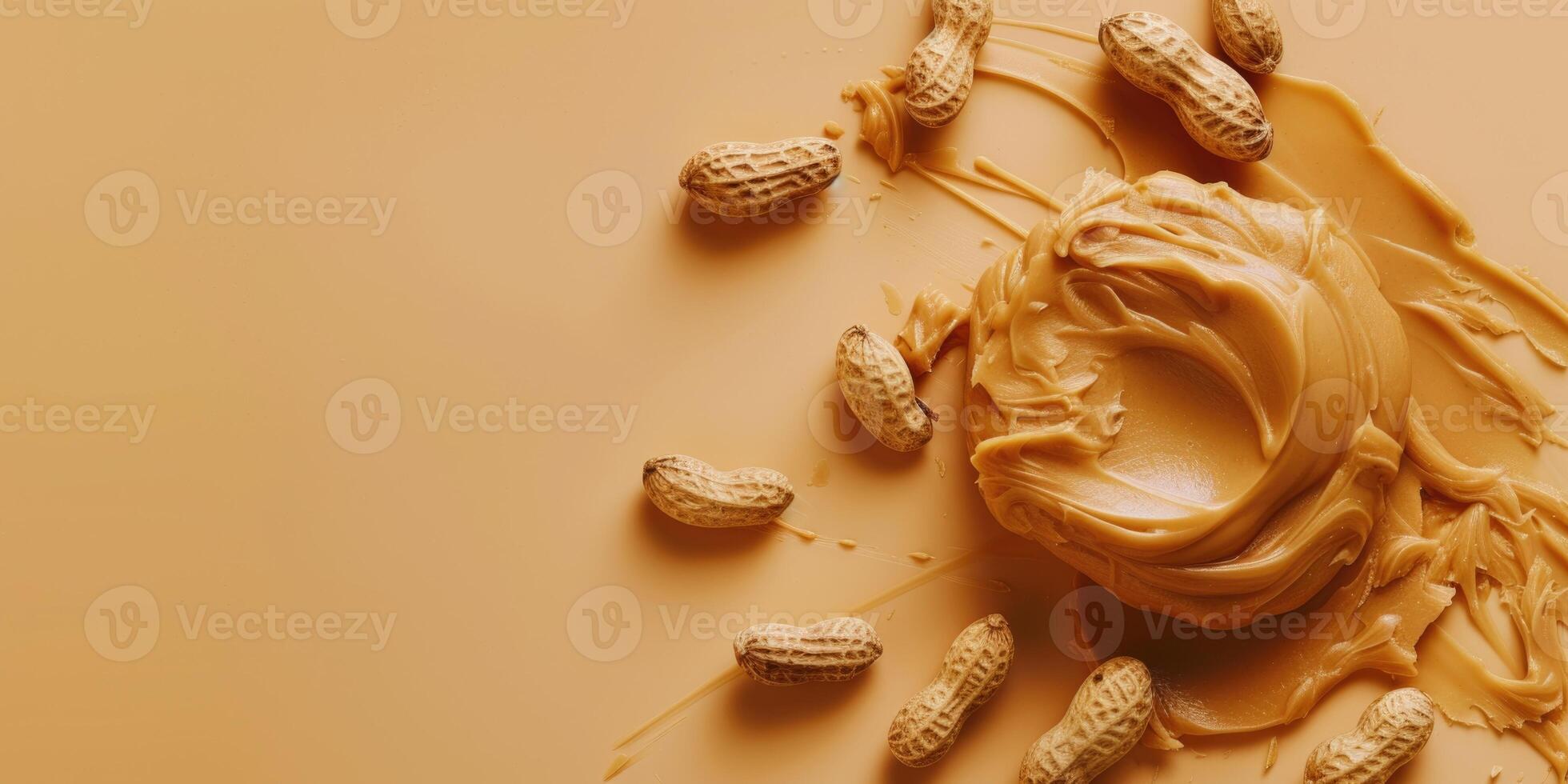 une diffamer de cacahuète beurre avec des noisettes tout autour. Haut voir. bannière avec copie espace photo