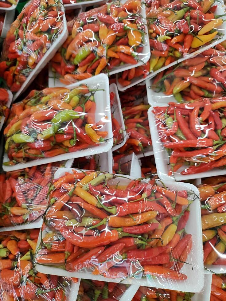 plein Cadre coup de poivrons pour vente à marché photo