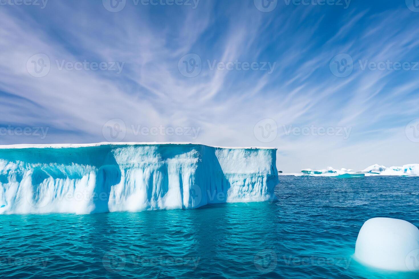 majestueux la glace falaises couronné par une cool atmosphère, encadré par le magnifique mer et ciel, prestidigitation une harmonieux panorama de la nature glacé grandeur et océanique splendeur photo