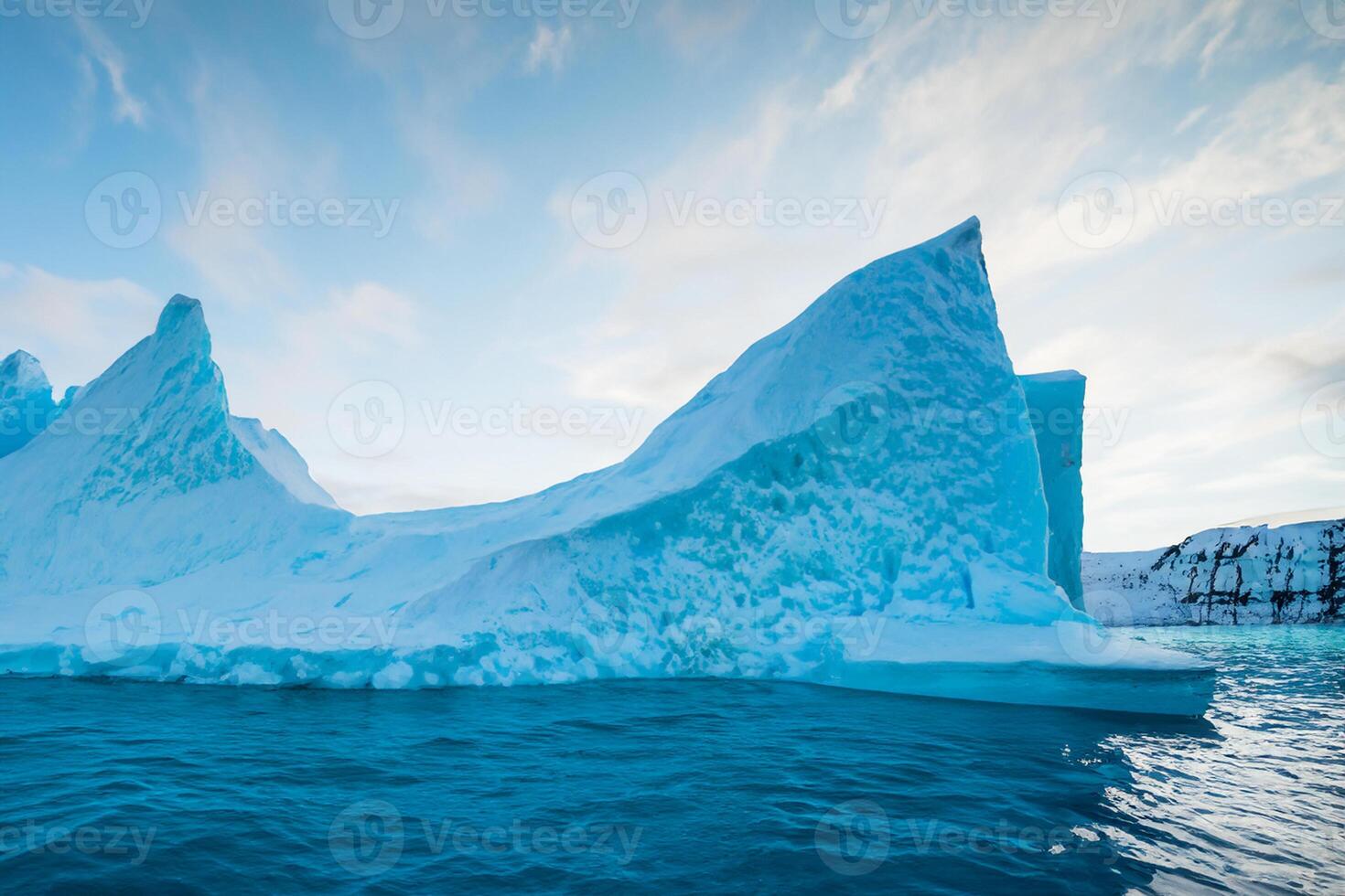 majestueux la glace falaises couronné par une cool atmosphère, encadré par le magnifique mer et ciel, prestidigitation une harmonieux panorama de la nature glacé grandeur et océanique splendeur photo