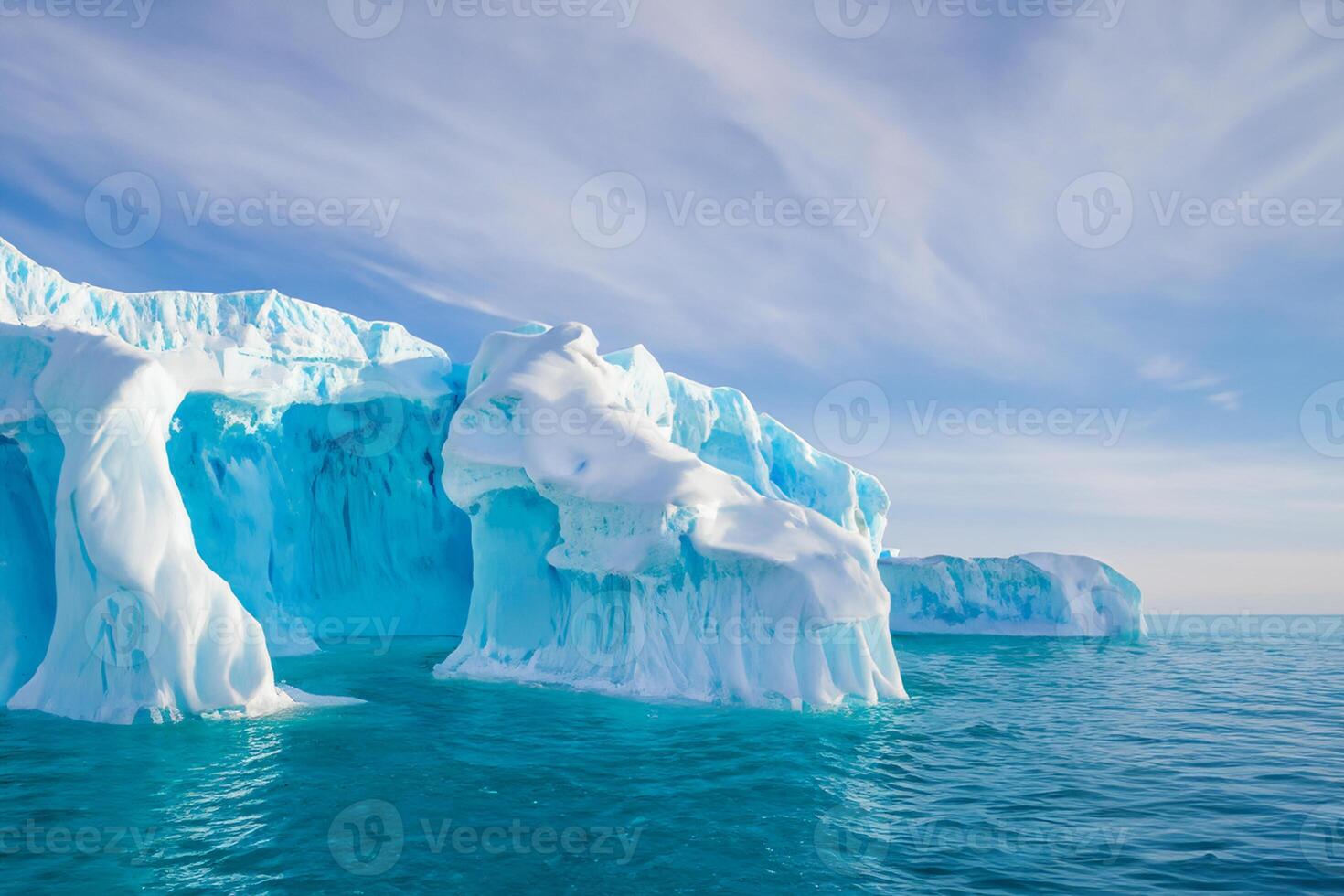 majestueux la glace falaises couronné par une cool atmosphère, encadré par le magnifique mer et ciel, prestidigitation une harmonieux panorama de la nature glacé grandeur et océanique splendeur photo