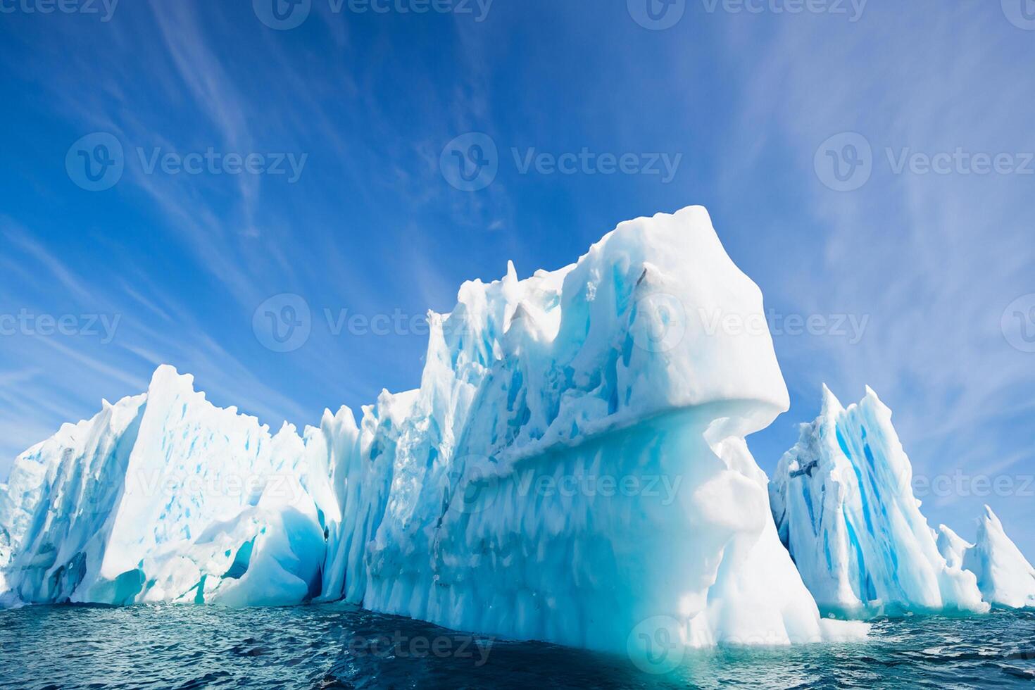 majestueux la glace falaises couronné par une cool atmosphère, encadré par le magnifique mer et ciel, prestidigitation une harmonieux panorama de la nature glacé grandeur et océanique splendeur photo