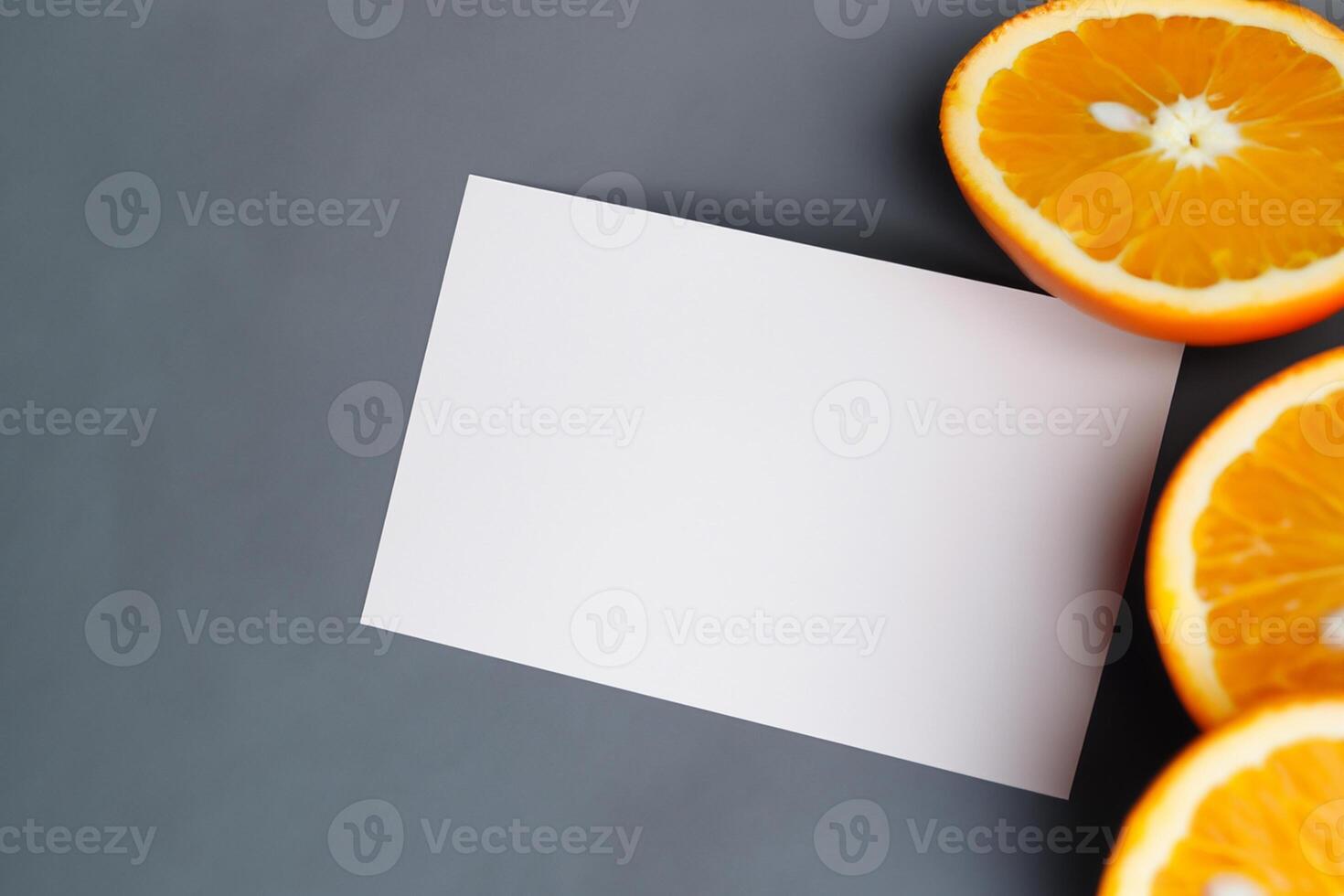 blanc papier maquette animé par le piquant aura de Frais des oranges, artisanat une visuel symphonie de culinaire opulence et sain conception photo