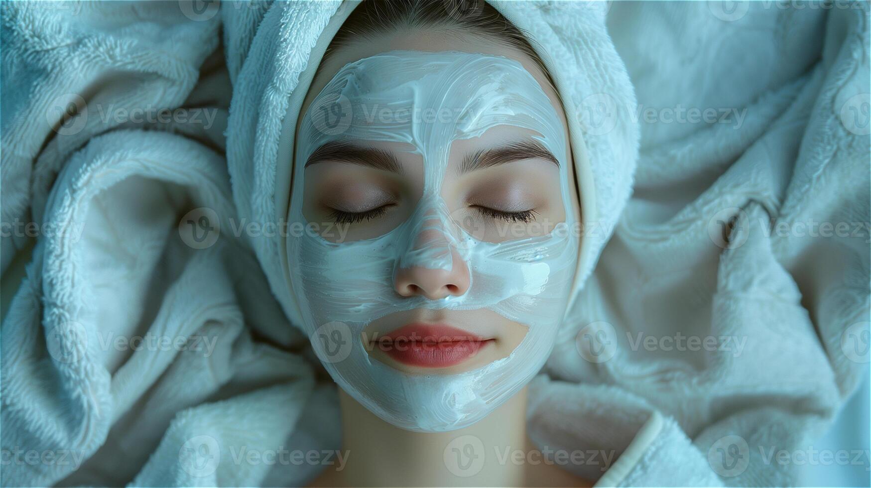 magnifique femme profiter faciale spa traitement photo