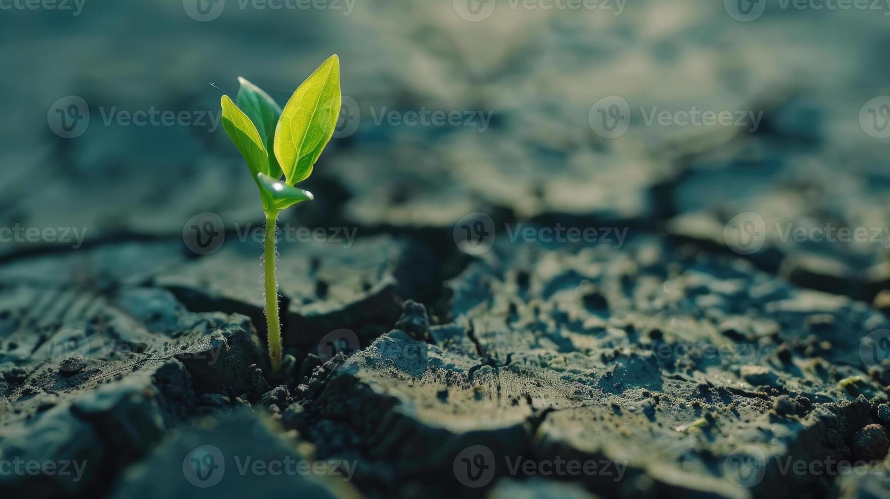 petit germer croissance sur fissuré Terre. photo