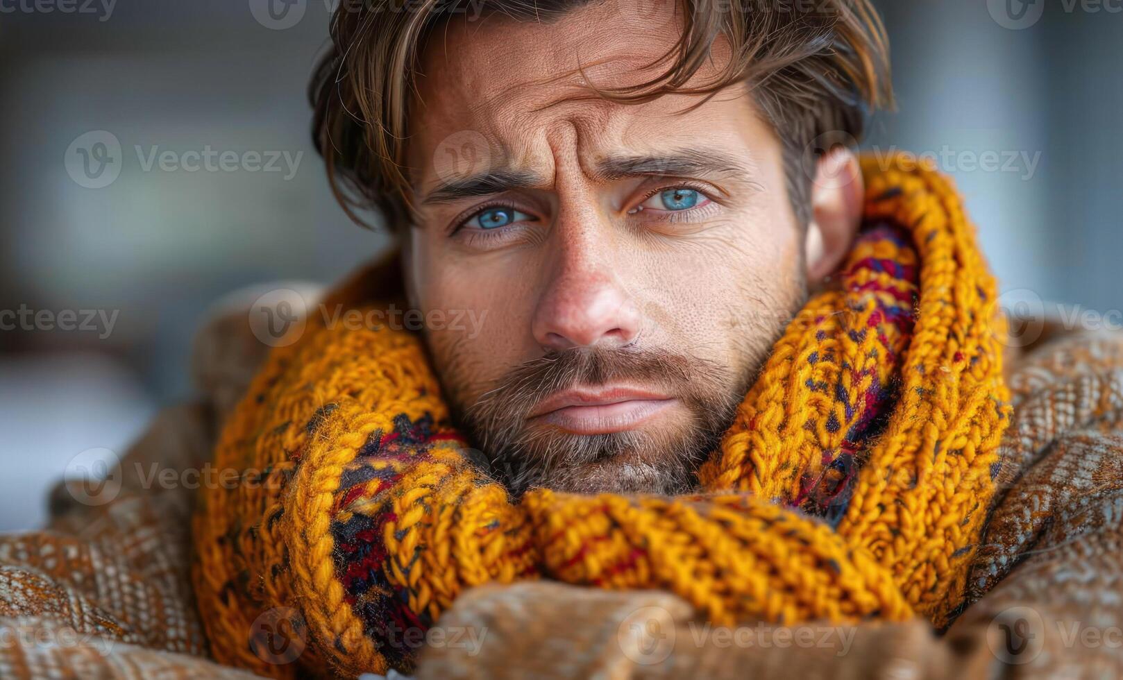 une fermer vue de une la personne portant une foulard, montrant détails de le en tissu et modèle photo