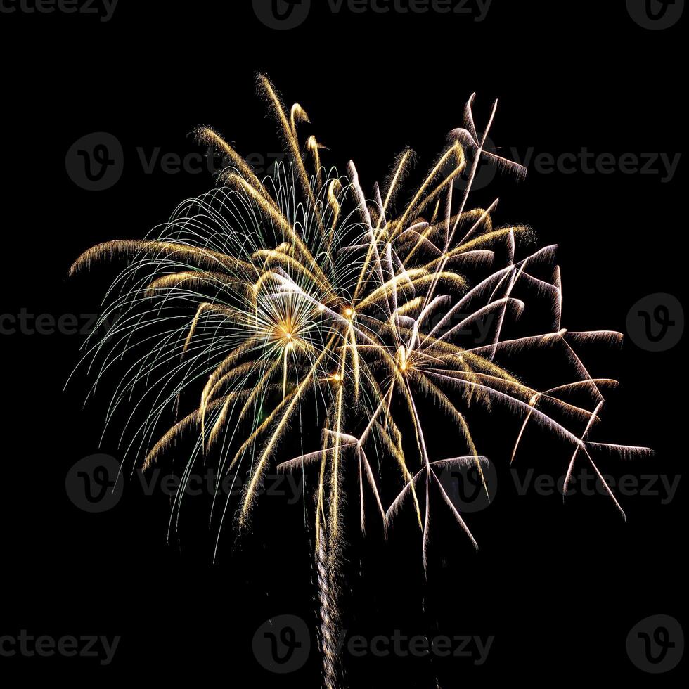 coloré fête feux d'artifice isolé sur une noir ciel Contexte. photo