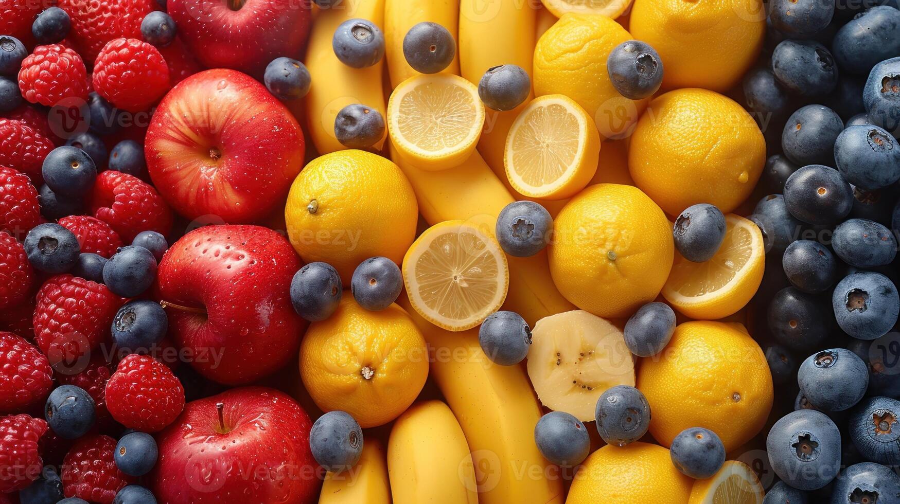 une bouquet de citrons et framboises arrangé dans une fermer coup photo