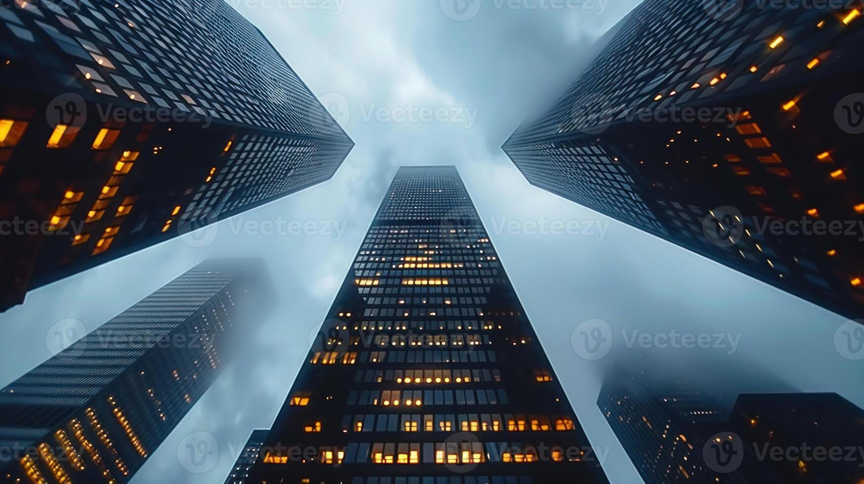 groupe de grand bâtiments imposant en dessous de une nuageux ciel photo