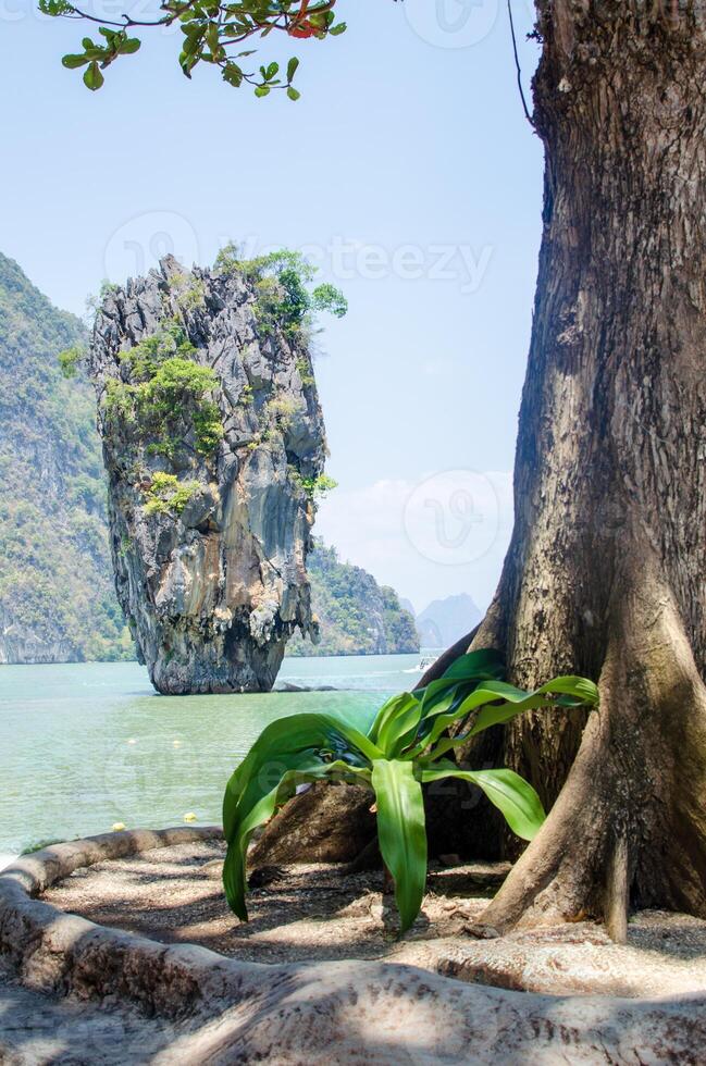 magnifique paradis endroit sur James liaison île Khao phing Kan pierre. phuket Thaïlande la nature. Asie Voyage la photographie. thaïlandais scénique exotique paysage de touristique destination célèbre endroit photo