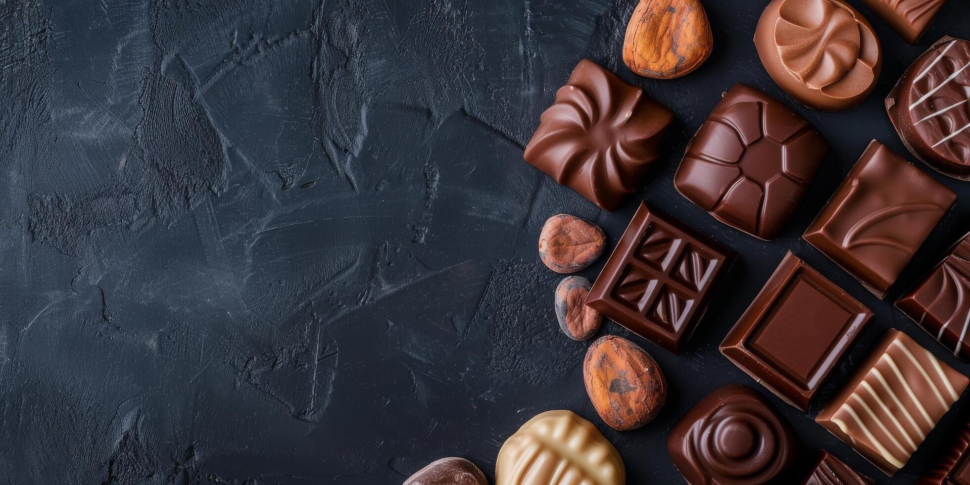 artisanal Chocolat variété sur ardoise photo