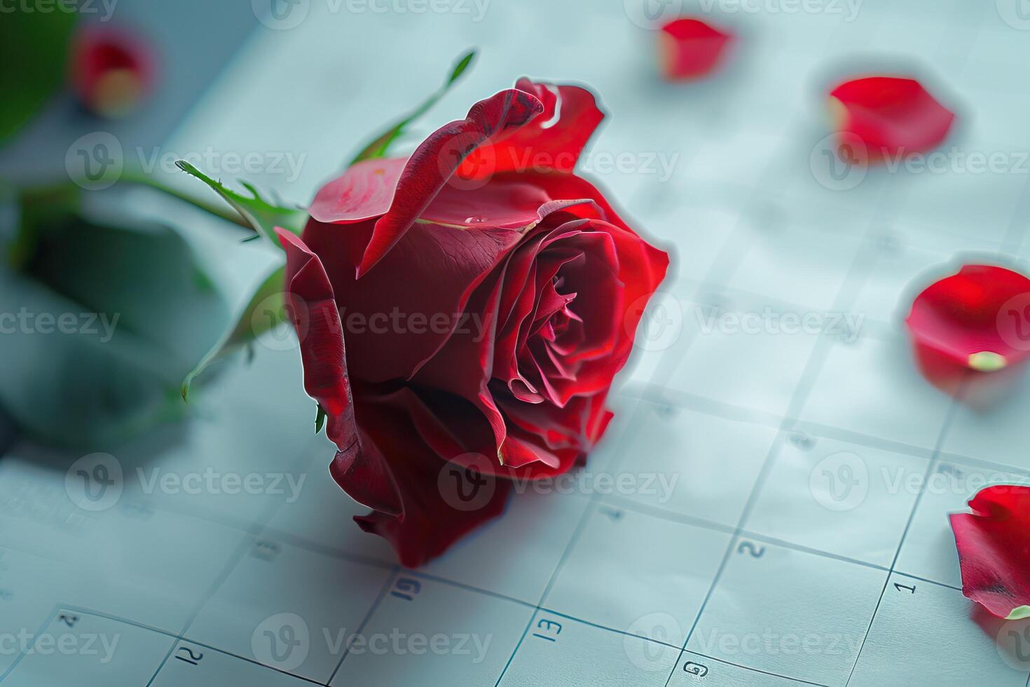 rouge Rose bourgeon sur calendrier montrant les mères journée rouge Rose bourgeon sur calendrier montrant les mères journée photo