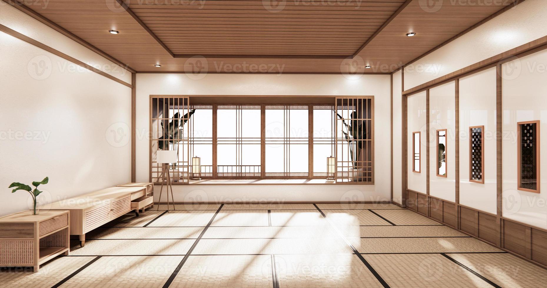 la salle minimale de style japonais design.3d rendu photo