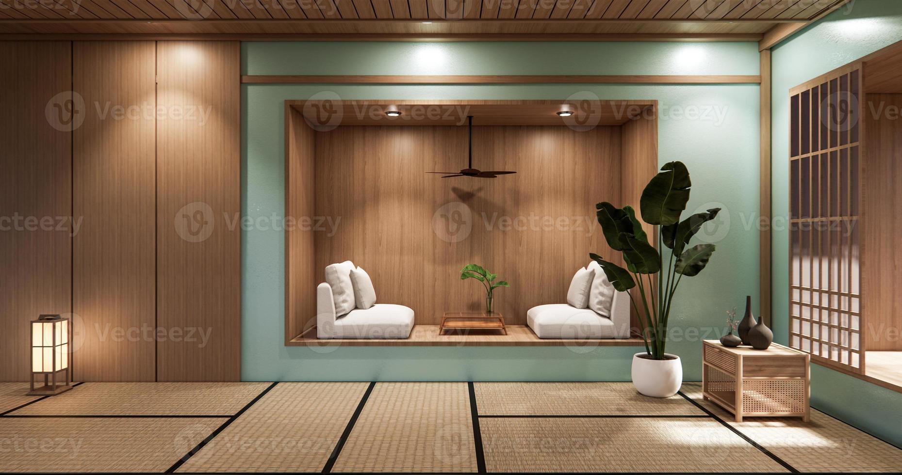 menthe chambre minimale style japonais design.3d rendu photo