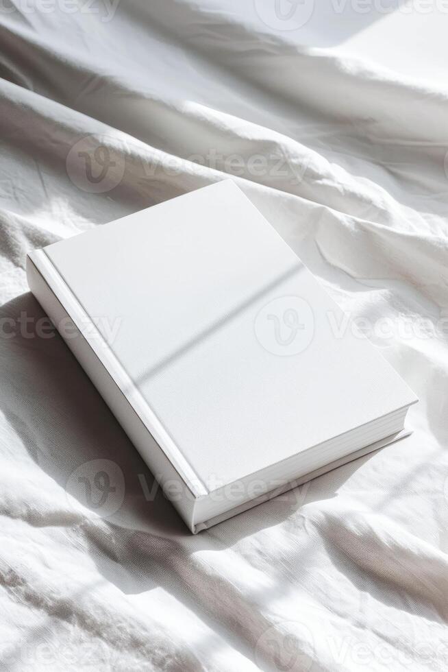 fermé Vide livre repos sur une nettoyer blanc surface photo