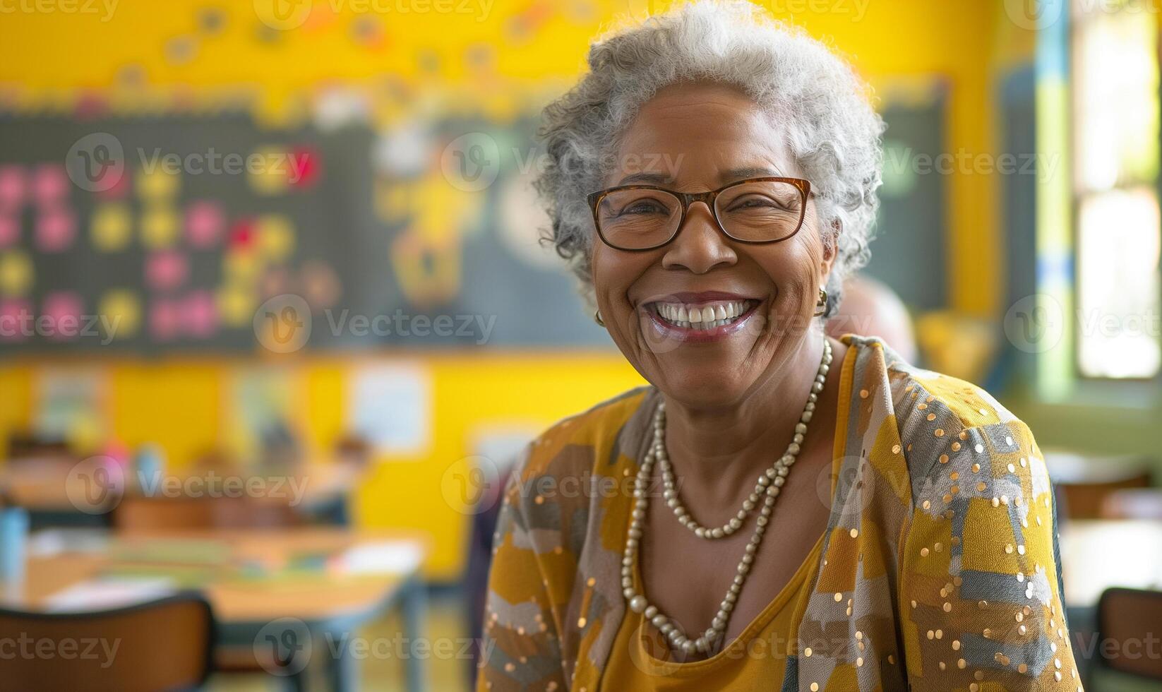 expérimenté africain américain éducateur inspirant élèves dans une salle de cours réglage photo