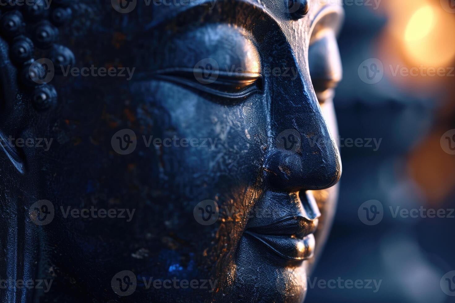 ai généré Bouddha visage tête à la recherche photo
