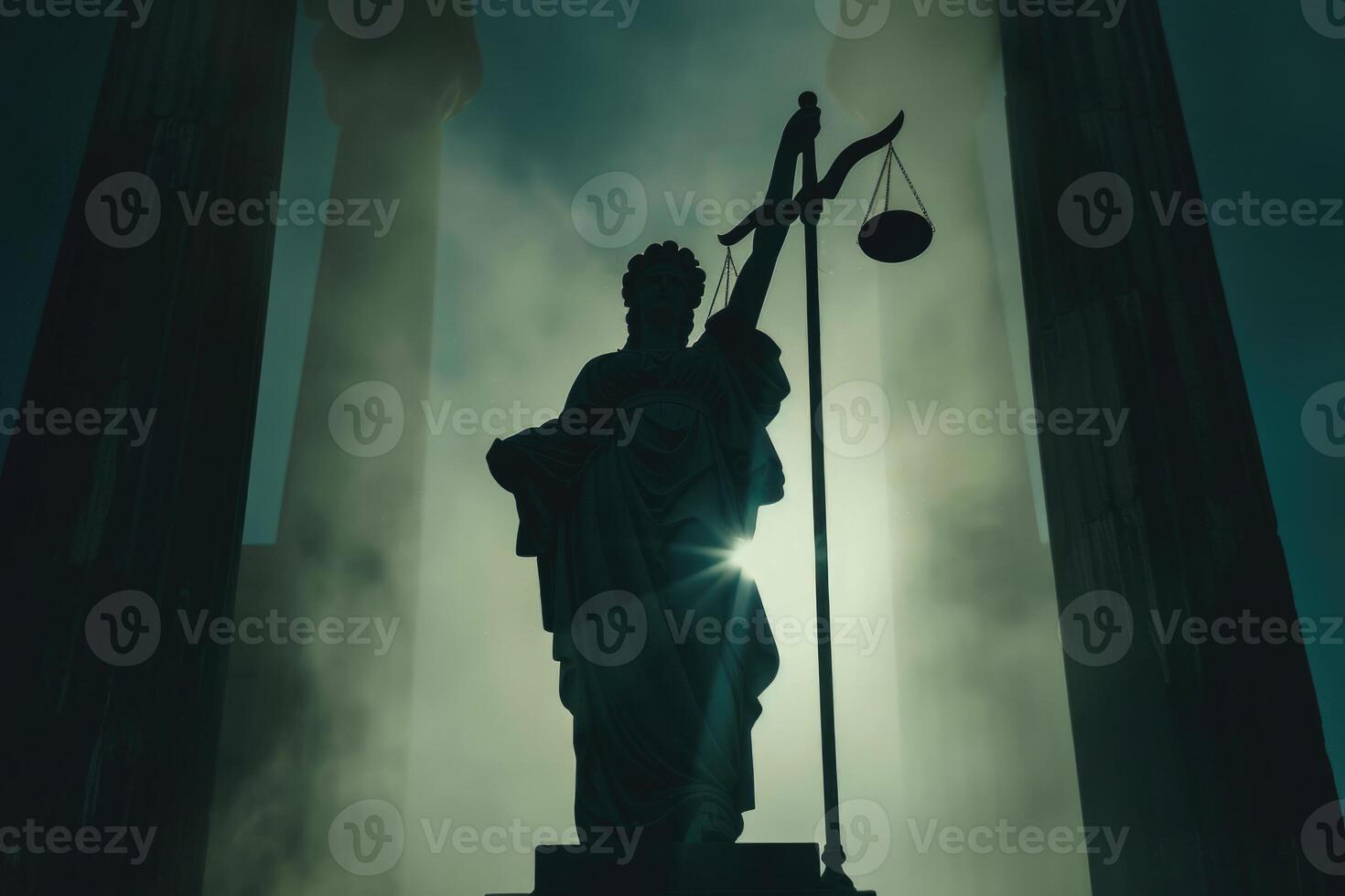 ai généré statue de Justice silhouette thème. photo