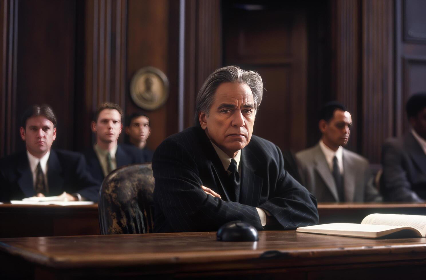 Sénior avocat dans salle d'audience photo