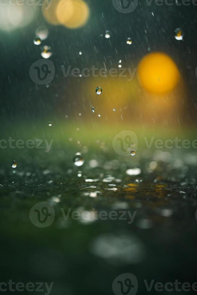 Contexte de pluie sur flou bokeh photo