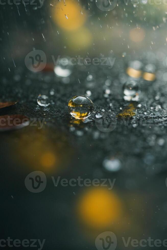 Contexte de pluie sur flou bokeh photo