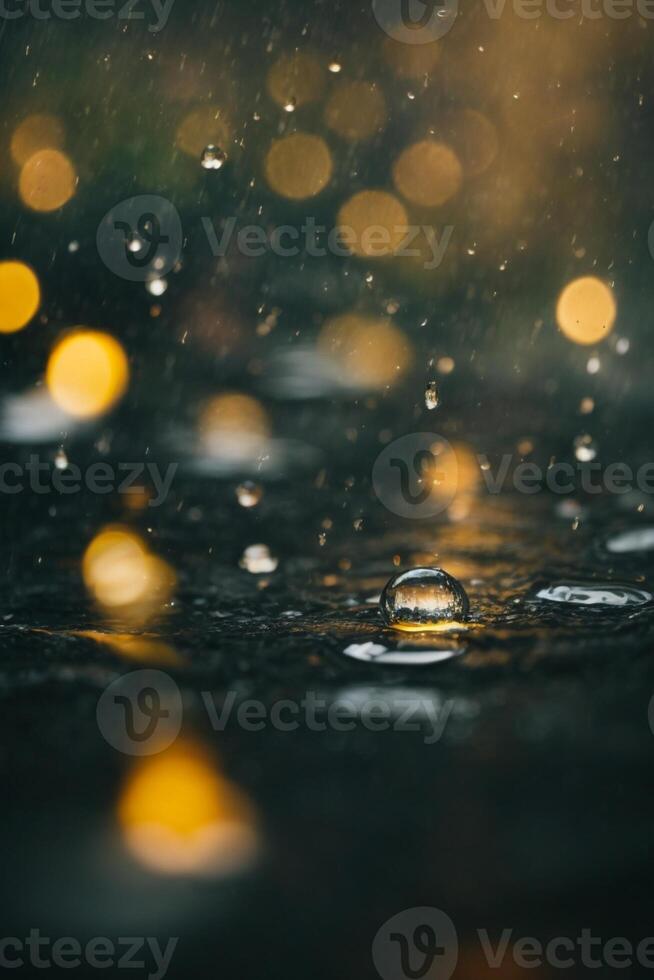 Contexte de pluie sur flou bokeh photo