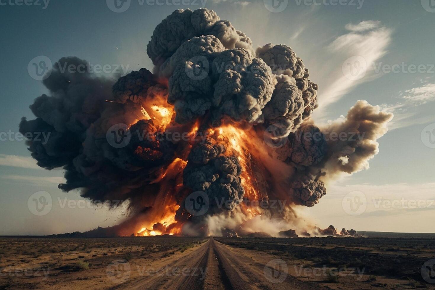 une grand explosion est vu dans le ciel photo