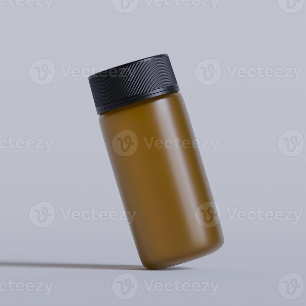 réaliste 3d pilule marron bouteille sans pour autant étiquette maquette 3d le rendu photo