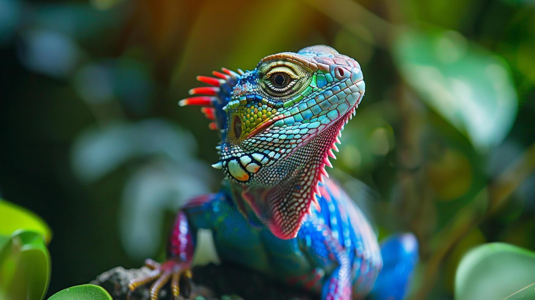 animal lézard dans la nature multi coloré et proche en haut photo