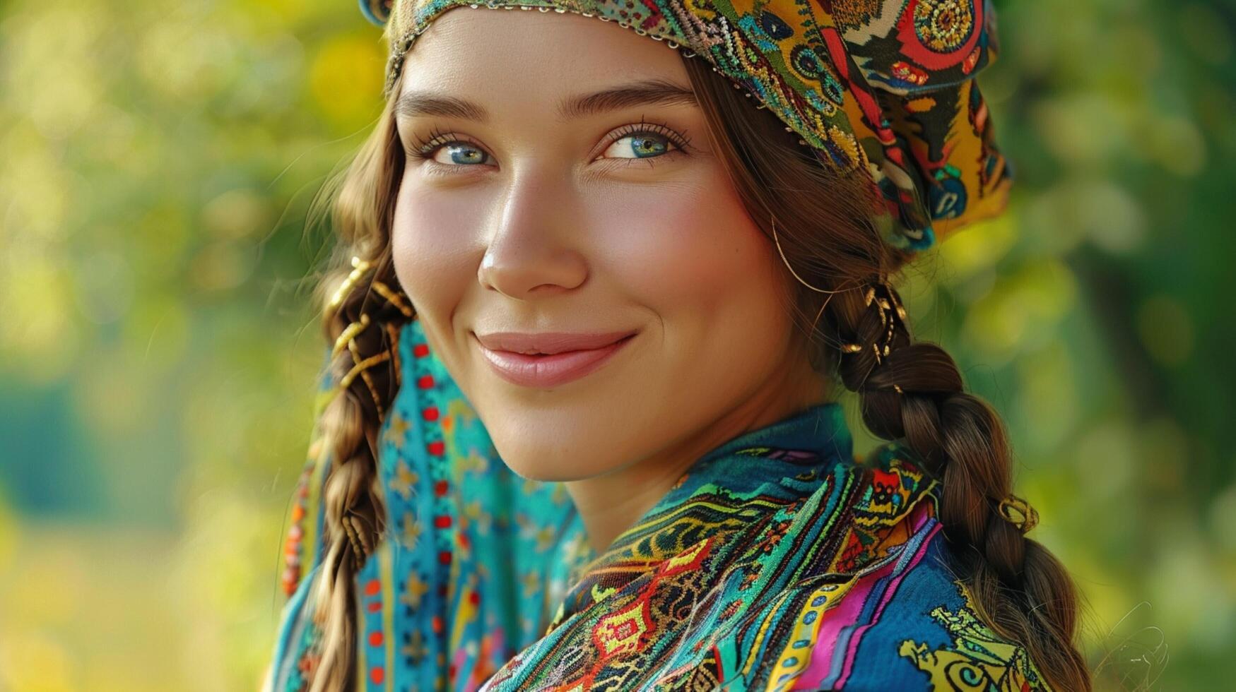 magnifique Jeune femme dans traditionnel Vêtements photo