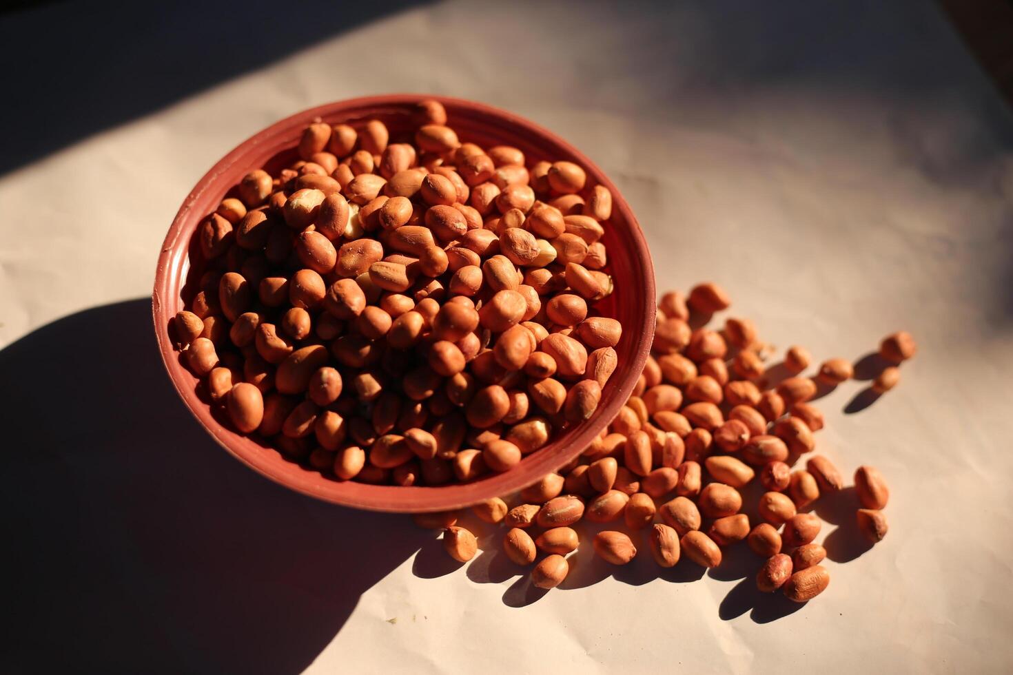 cacahuètes sont d'habitude fabriqué dans sauces ou cacahuète beurre, proche en haut et sélectif se concentrer, isolé sur blanc Contexte. photo