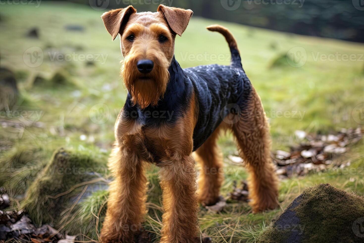 portrait de gallois terrier sur une la nature proche en haut tondu photo. ai art photo